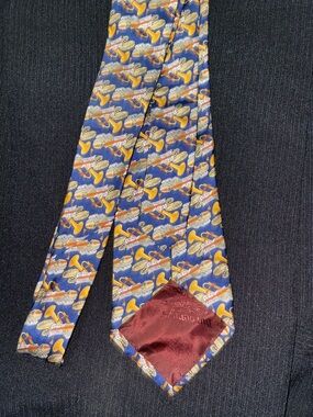 Burberry Blue Tie with Yellow and Maroon Accent Instruments